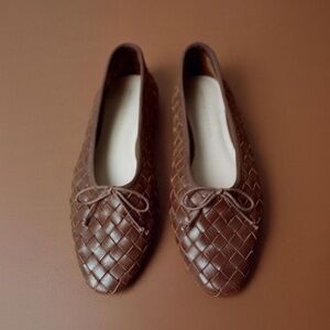 NWT Loeffler Randall Chocolate Woven Ballet Flats